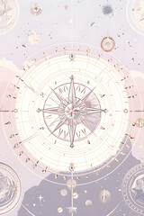 Fototapeta na wymiar Astrological zodiac signs inside of horoscope, illustration background.
