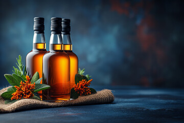 Generic whisky bottles with no label - obrazy, fototapety, plakaty