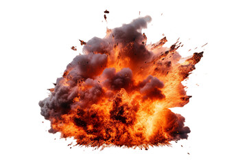 illustration of big fire explosion, Isolated on transparent PNG background, Generative ai