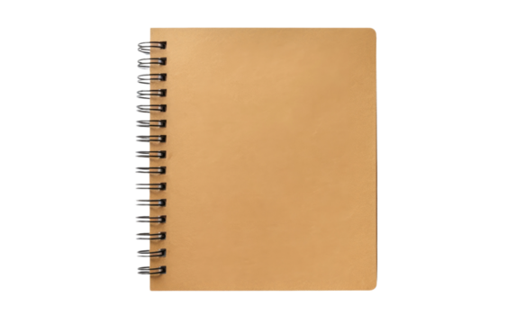 Spin Your Concepts into Reality with a Spiral Bound Notebook in Hand on a White or Clear Surface PNG Transparent Background.
