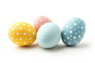 Colorful cute easter eggs isolated on white background. Happy easter day.