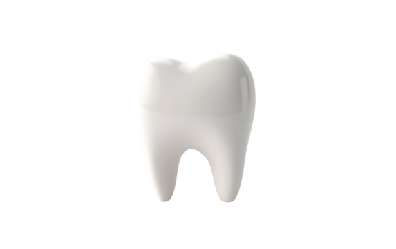 Radiate Confidence with the Spotlight on a Gleaming Single White Tooth on a White or Clear Surface PNG Transparent Background.