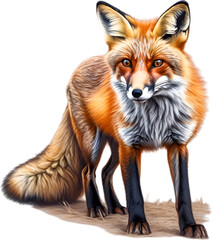 Obraz premium Red Fox, Close-up colored-pencil sketch of Red Fox, Vulpes vulpes.