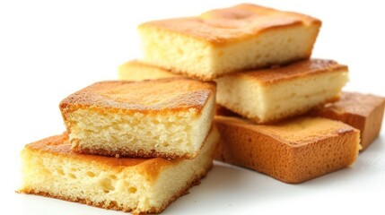 slices of cake on a white background