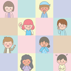 Kids seamless pattern with business man and woman kids print office seamless background cute vector texture bedding fabric wallpaper wrapping paper textile t shirt print