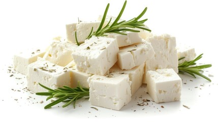 cheese with herbs isolated on white background