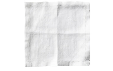 Simplicity Elevate Your Table Setting with the Pure Sophistication of a White Napkin on a White or Clear Surface PNG Transparent Background.