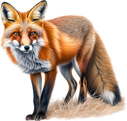 Obraz premium Red Fox, Close-up colored-pencil sketch of Red Fox, Vulpes vulpes.
