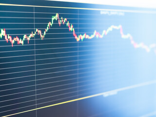 Stock Market Exchange Rise Trade Cart blur, Index Crypto Price Growth Background Trend Economy Financial Forex Economic  Screen Computer Digital Business Money Technology Candlestick Bar Analysis.