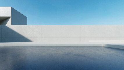 Obraz premium 3d render of abstract modern architecture with empty concrete floor. Scene for car presentation.