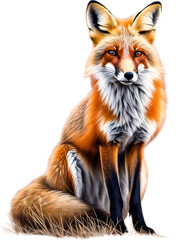 Obraz premium Red Fox, Close-up colored-pencil sketch of Red Fox, Vulpes vulpes.