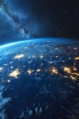 Fototapeta premium Amazing beautiful blue planet Earth with bright colours shining