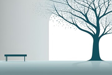 Background with trees and benches