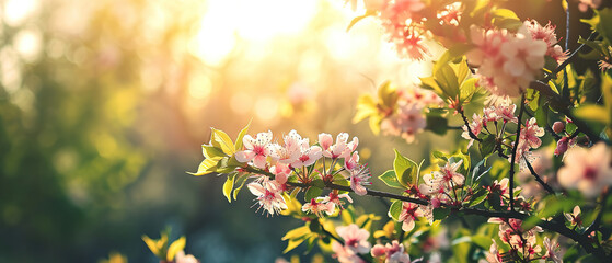 spring background mockup, with flowers and empty copy space