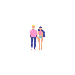 people in beach clothes pose vector vector
