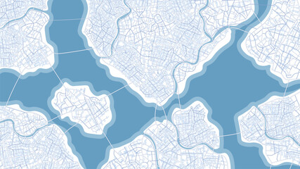 Generic city map with signs of streets, roads, house. Abstract navigation plan of urban area. Simple scheme of city with poi. Colored flat, editable vector illustration - obrazy, fototapety, plakaty