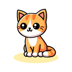 cute kitten vector illustration. with flat, cartoon, minimalist, 2d style isolated on white background