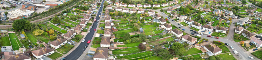 Fototapeta premium Ultra Wide Panoramic View of Hitchin, Hertfordshire, England. United Kingdom. October 28th, 2023