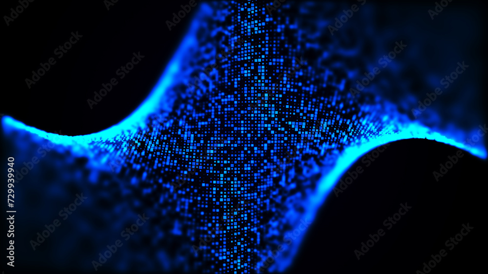Poster a bright wave of luminous dots. network connection structure. big data. futuristic background for pr