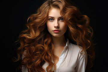 Fototapeta premium Beauty portrait of a woman with long healthy hair, hair care concept