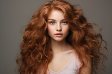 Naklejka premium Beauty portrait of a woman with long healthy hair, hair care concept