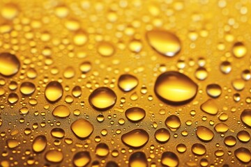Fototapeta na wymiar Water drops on a shimmering golden background.