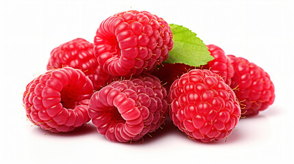 Close-up of beautiful fresh ripe raspberries isolated on white background