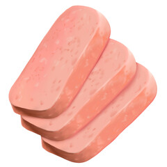 slices of ham hand draw and paint on png file for decoration and online advertising 