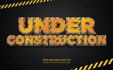 Under Construction 3D editable text style effect