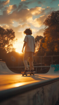 teenager on skatingboard, street photo,ai