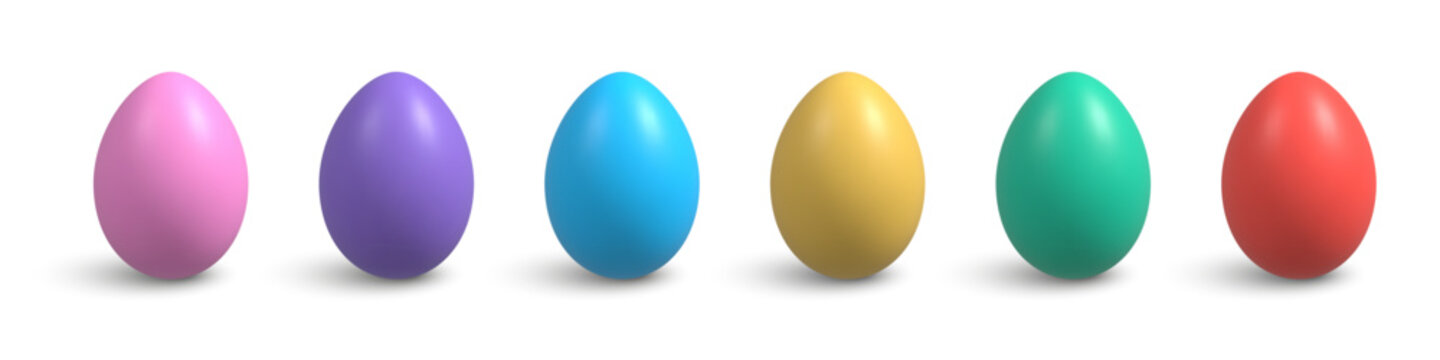3d realistic Easter egg set. Colorful eggs icon collection