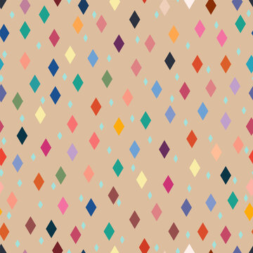 Seamless pattern, simple pattern, colorful rhombuses, print, paper, textile, illustration, vector.
