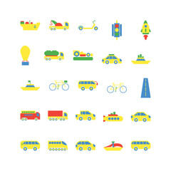 Fototapeta premium Transportation icon set. flat color icon collection. Containing icons.
