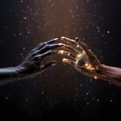 The connection between the human hand and the AI ​​hand