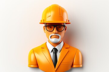 Smiling engineer wearing a helmet in a business suit, representing success in the construction industry
