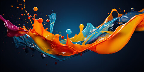 Colorful Flow Liquid Splash Background, 3D Liquid Color Splash Dynamic Design, 


