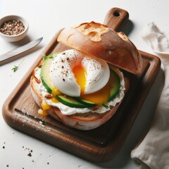 sandwich with smoked salmon eggs 
