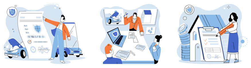 Insurance claim form vector illustration. The insurance claim form is guardian angel business, offering wings protection Compensation is melody played by insurance claim form, song financial