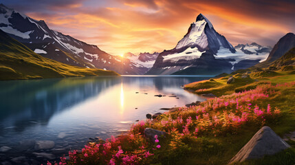 Colorful summer sunrise on the Lake Masuria - obrazy, fototapety, plakaty