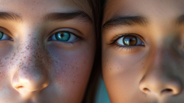 Close-up of a female and male student's faces