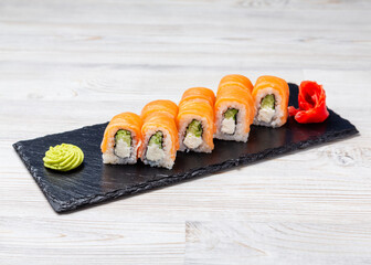 Sushi, Philadelphia rolls with cucumber