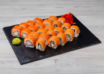 Sushi set, Philadelphia rolls with salmon
