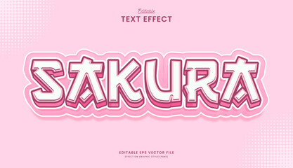 decorative editable sakura text effect vector design