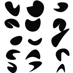 Organic black blobs irregular shape. Abstract fluid shapes vector set, simple water forms