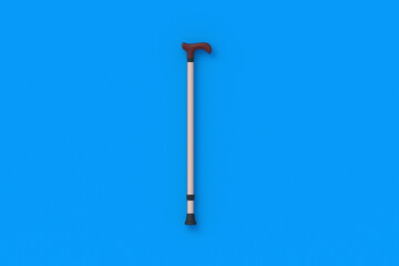 Wooden walking cane. Assistance equipment. Elegant accessory. Aristocratic style. Stick for additional support. Top view. 3d render