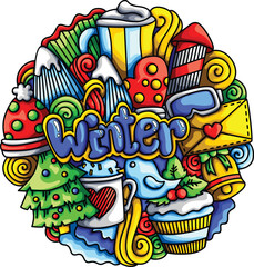 Winter Season Gift Holiday Colorful Branding Gift Art Doodle