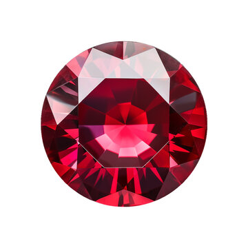 isolated illustration of red circle ruby gem crystal. Created with Generative AI