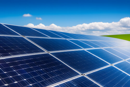 Close-up on solar panels, green energy