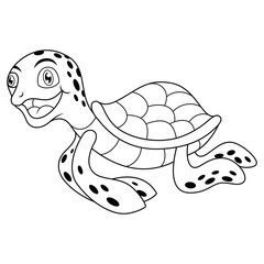 Baby sea turtle cartoon line art