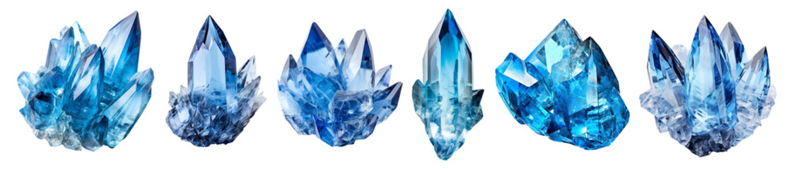 isolated illustrations set of blue gem crystal. Created with Generative AI